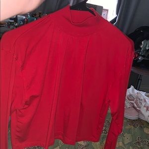 red turtle neck crop top